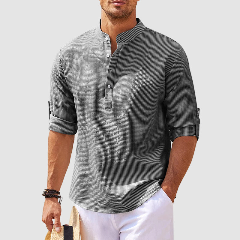 Linen Henley Long Sleeve Shirt