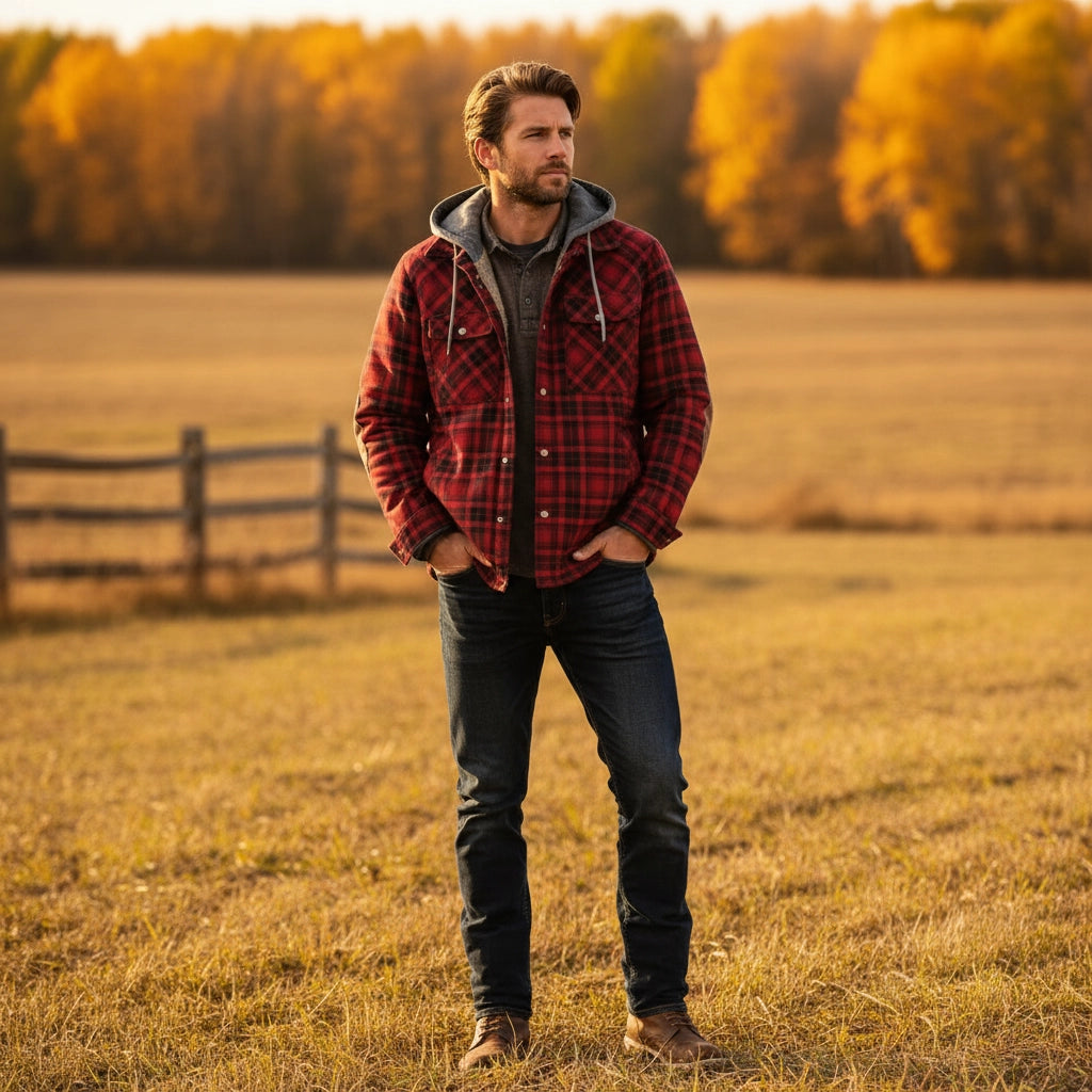 Carter | Flannel jacket with fleece lining and hood