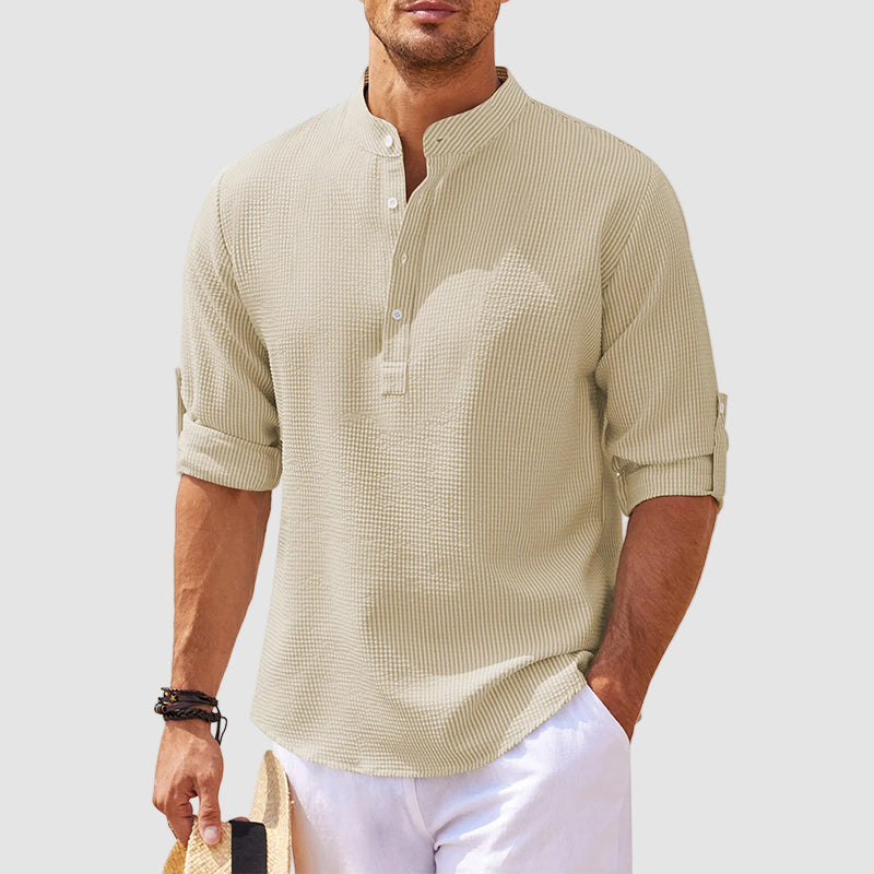 Linen Henley Long Sleeve Shirt