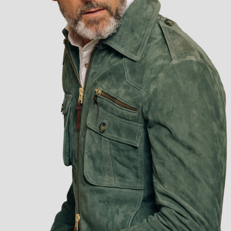 Noah | Retro Lapel Zipper Breast Pocket Suede Jacket