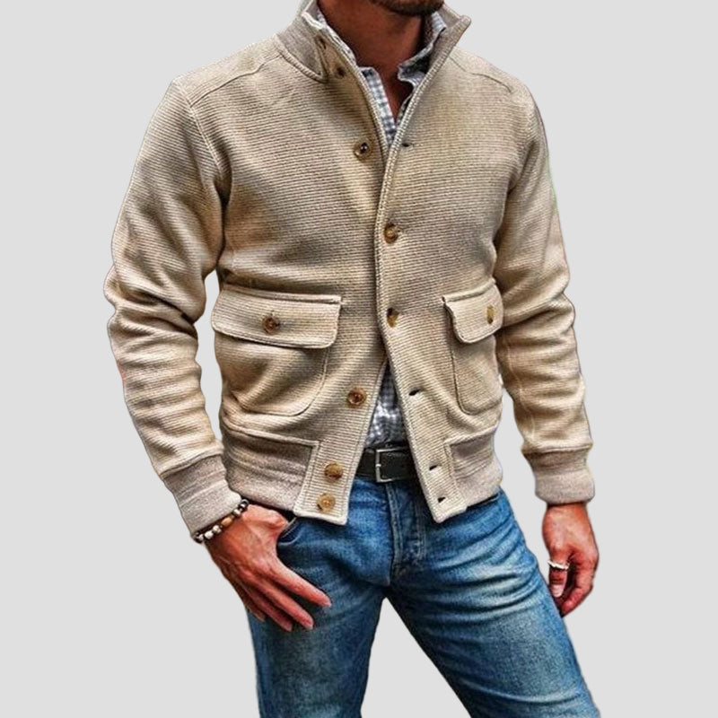 Ethan | Stand Collar Solid Color Jacket