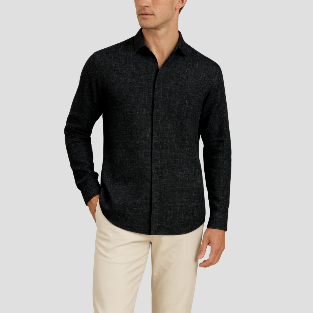 Relaxed Fit Linen Button-Up Shirt