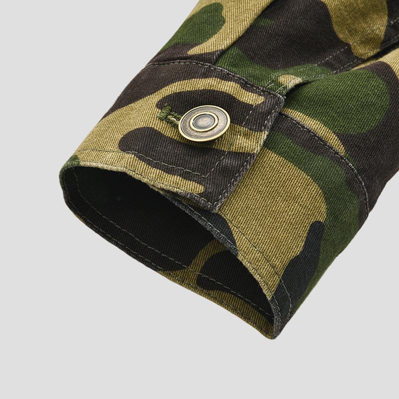 Cole | Camouflage Canvas Retro Lapel Jacket