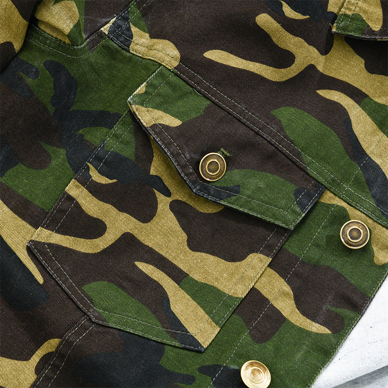 Cole | Camouflage Canvas Retro Lapel Jacket