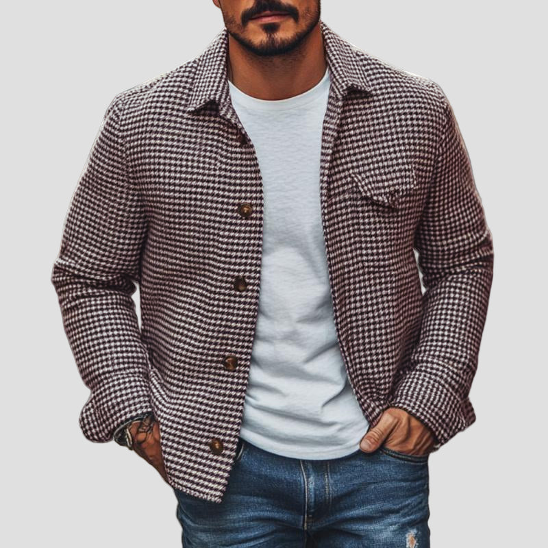 Henry | Vintage Houndstooth Lapel Single-Breasted Shirt Jacket