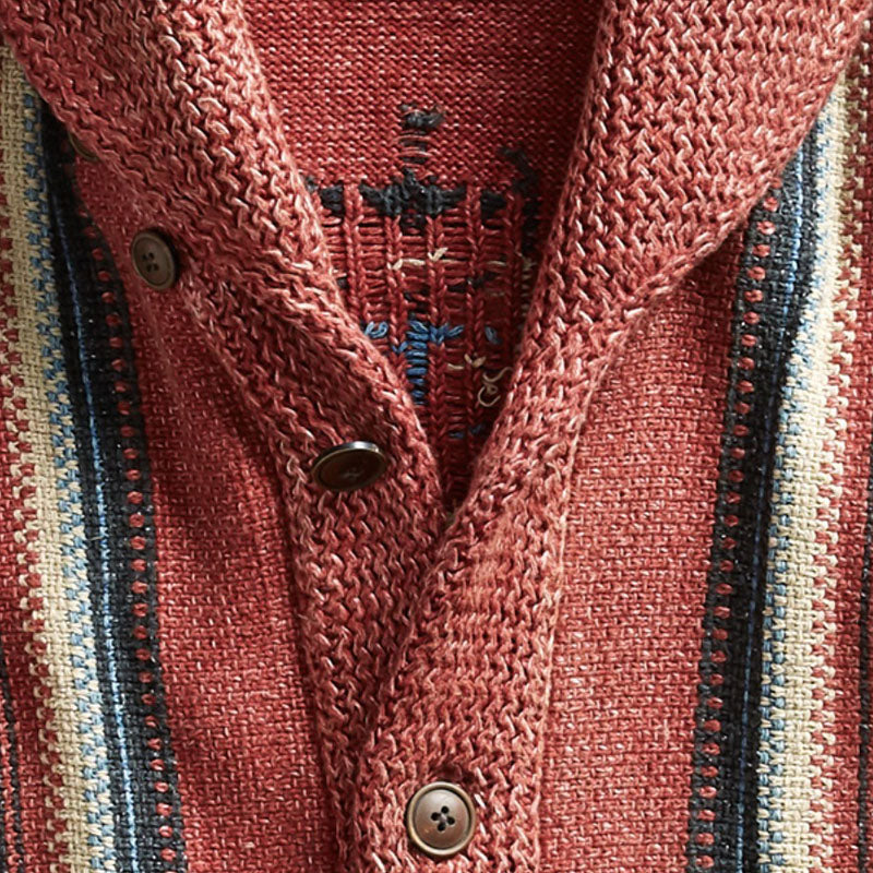 Noah | Vintage Jacquard Lapel Knit Cardigan