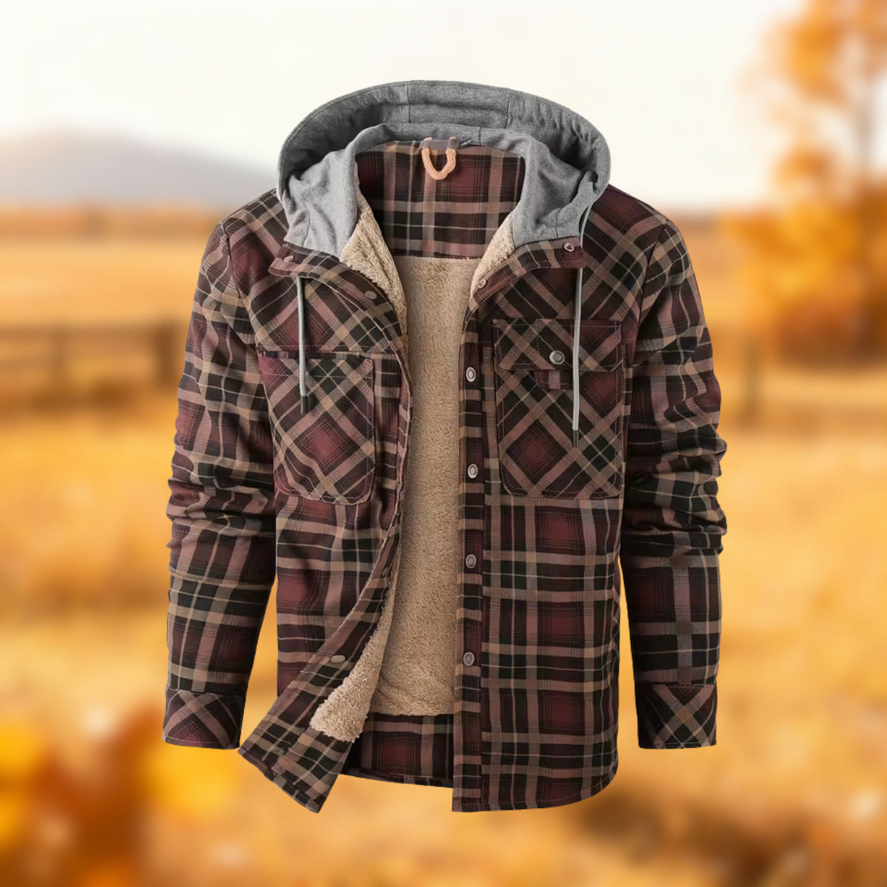 Carter | Flannel jacket with fleece lining and hood