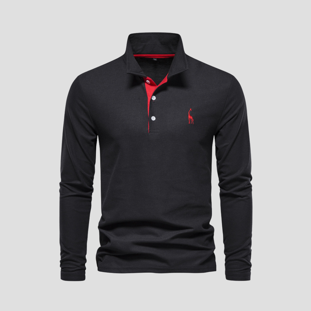 Dual-Color Long Sleeve Polo
