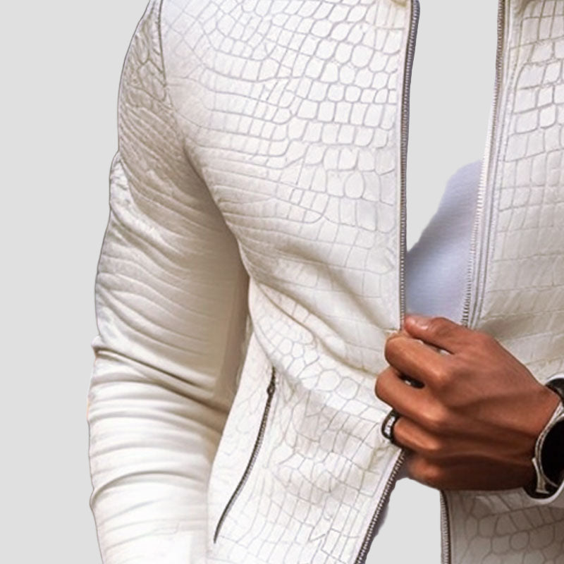 Liam | Stand Collar Slim Fit Leather Jacket