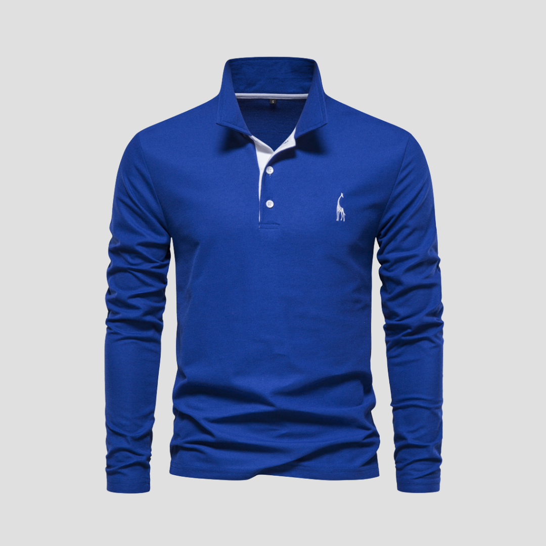 Dual-Color Long Sleeve Polo