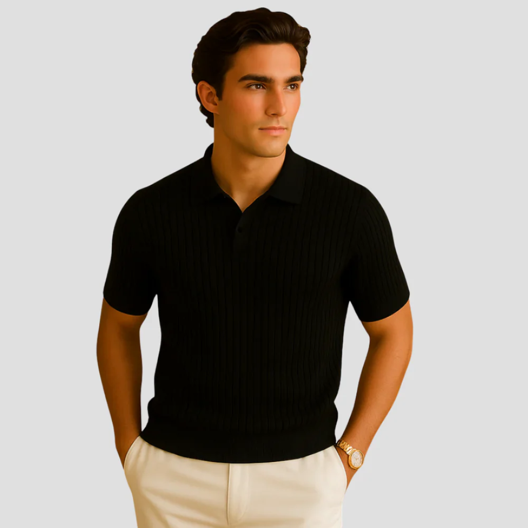 Textured Knit Collared Polo