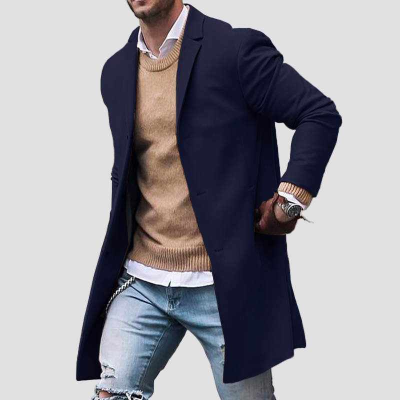 Owen | Notch Lapel Single-Breasted Mid-Length Coat