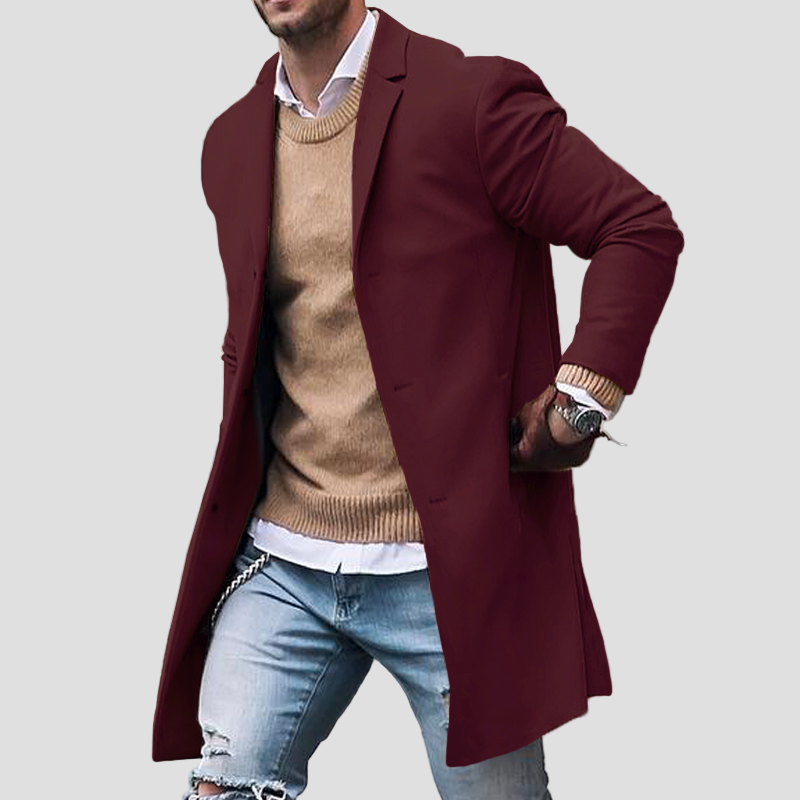 Owen | Notch Lapel Single-Breasted Mid-Length Coat