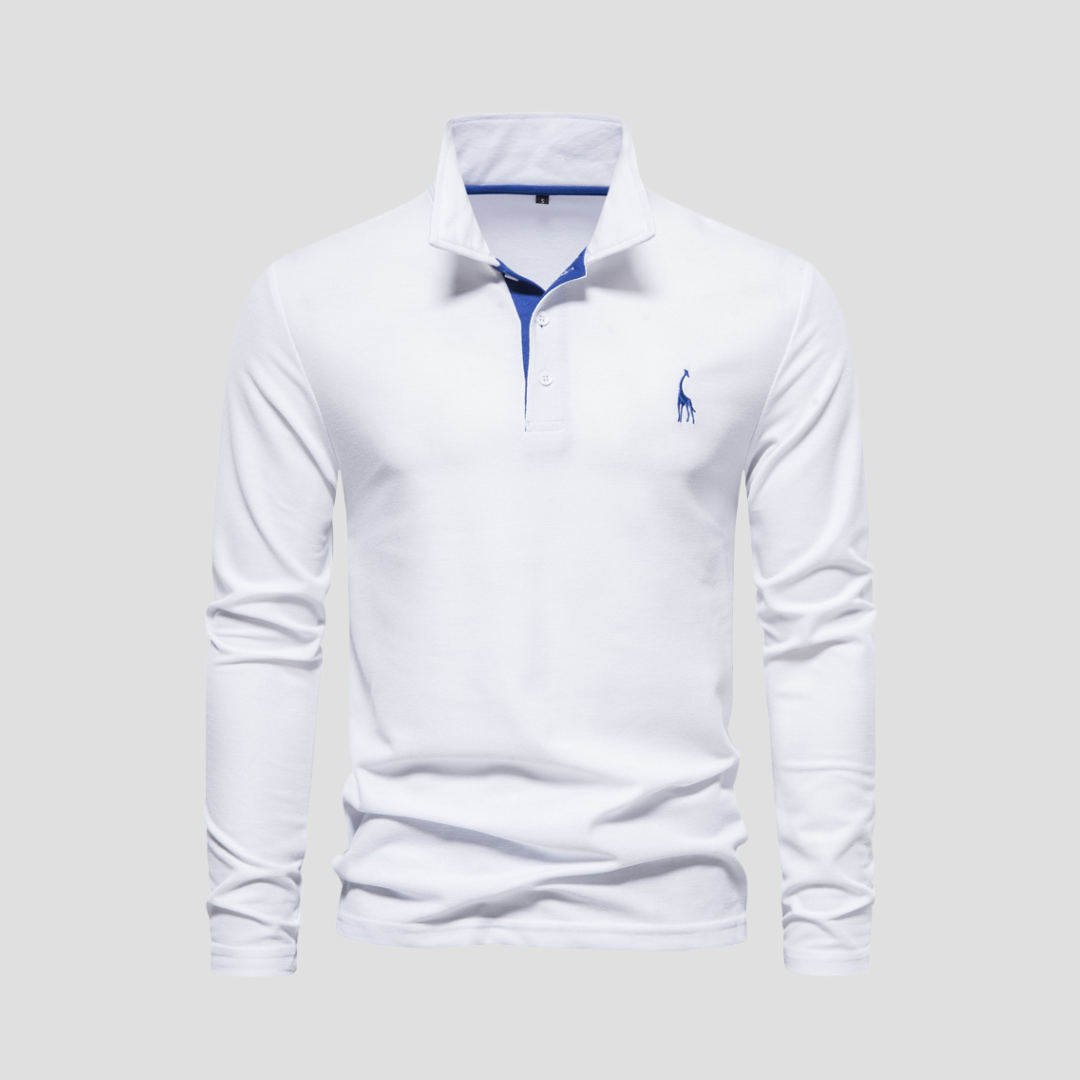 Dual-Color Long Sleeve Polo