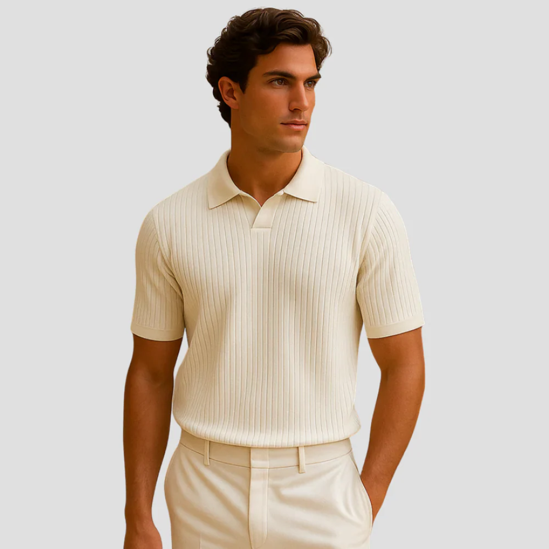 Textured Knit Collared Polo