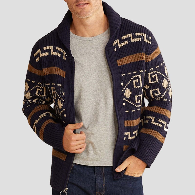Charles | Geometric Lapel Sweater Knit Cardigan
