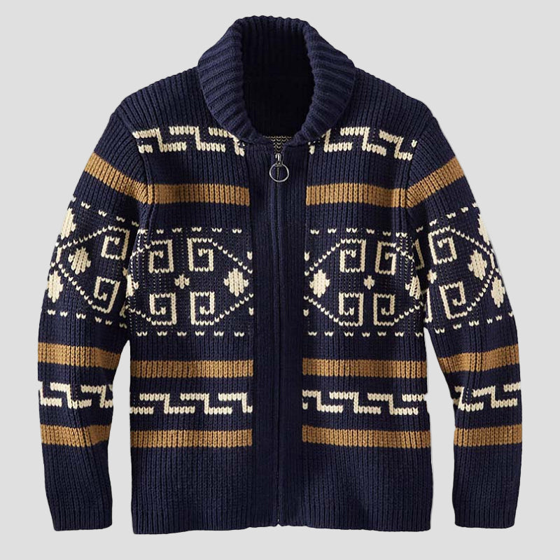 Charles | Geometric Lapel Sweater Knit Cardigan