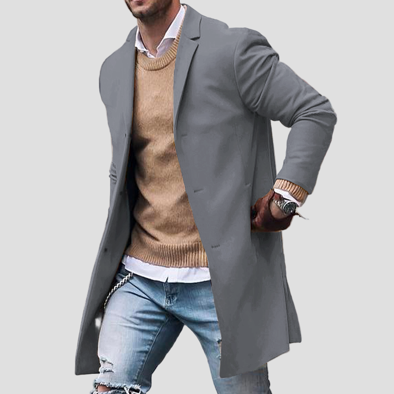 Owen | Notch Lapel Single-Breasted Mid-Length Coat