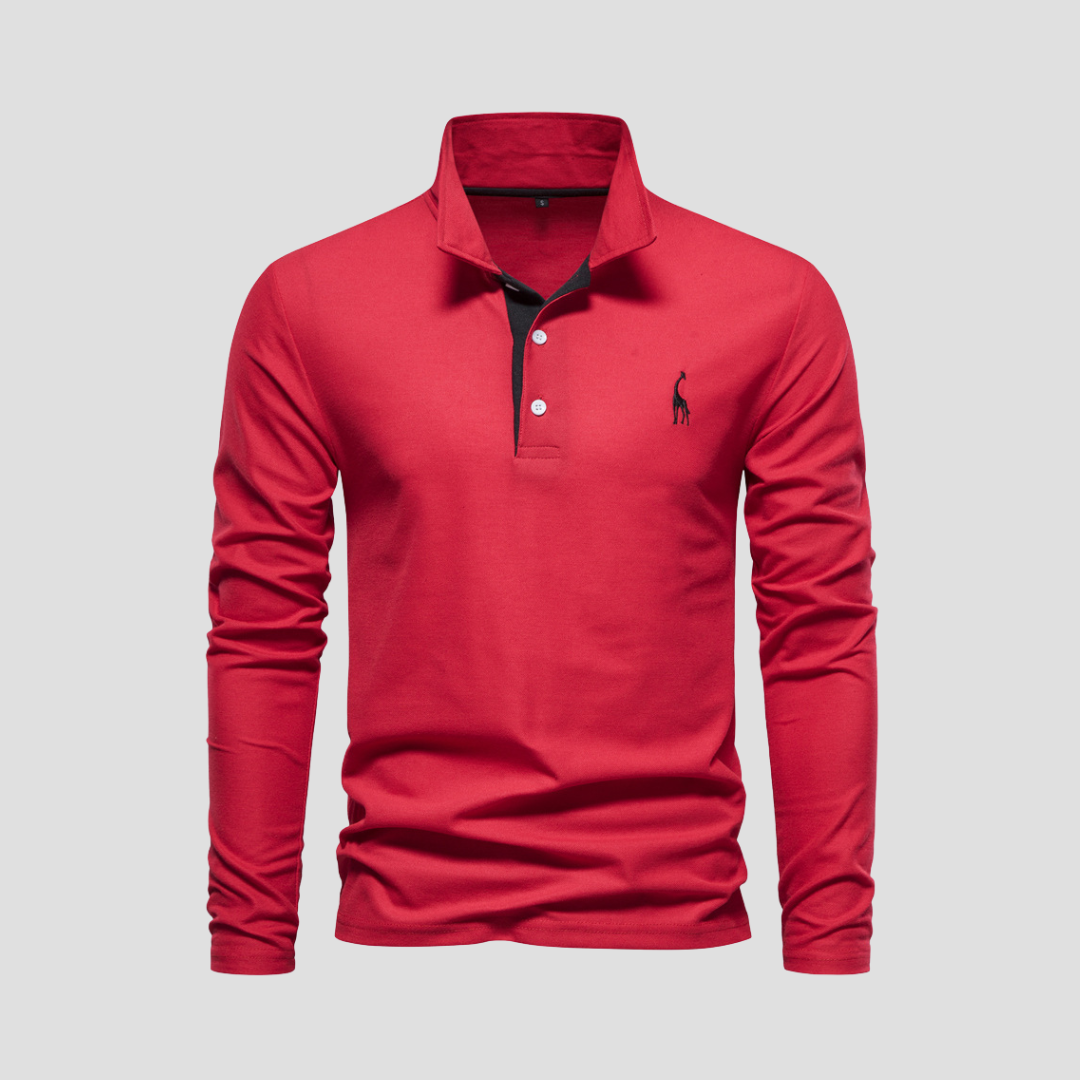 Dual-Color Long Sleeve Polo