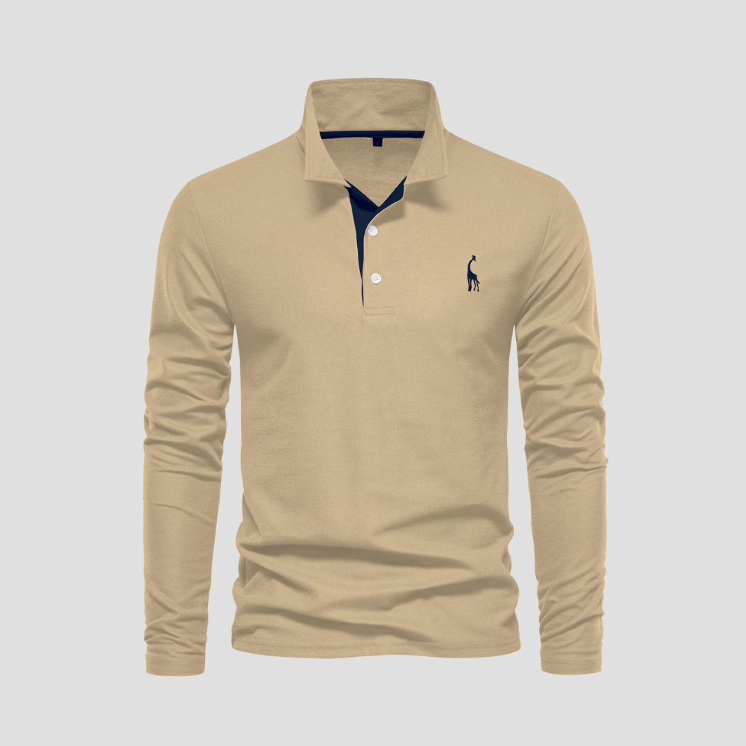 Dual-Color Long Sleeve Polo