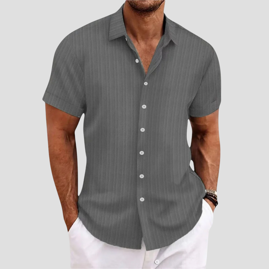 Textured Short Sleeve Casual Shirt