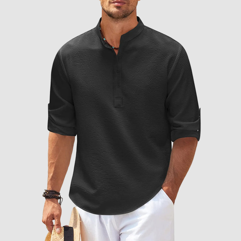 Linen Henley Long Sleeve Shirt