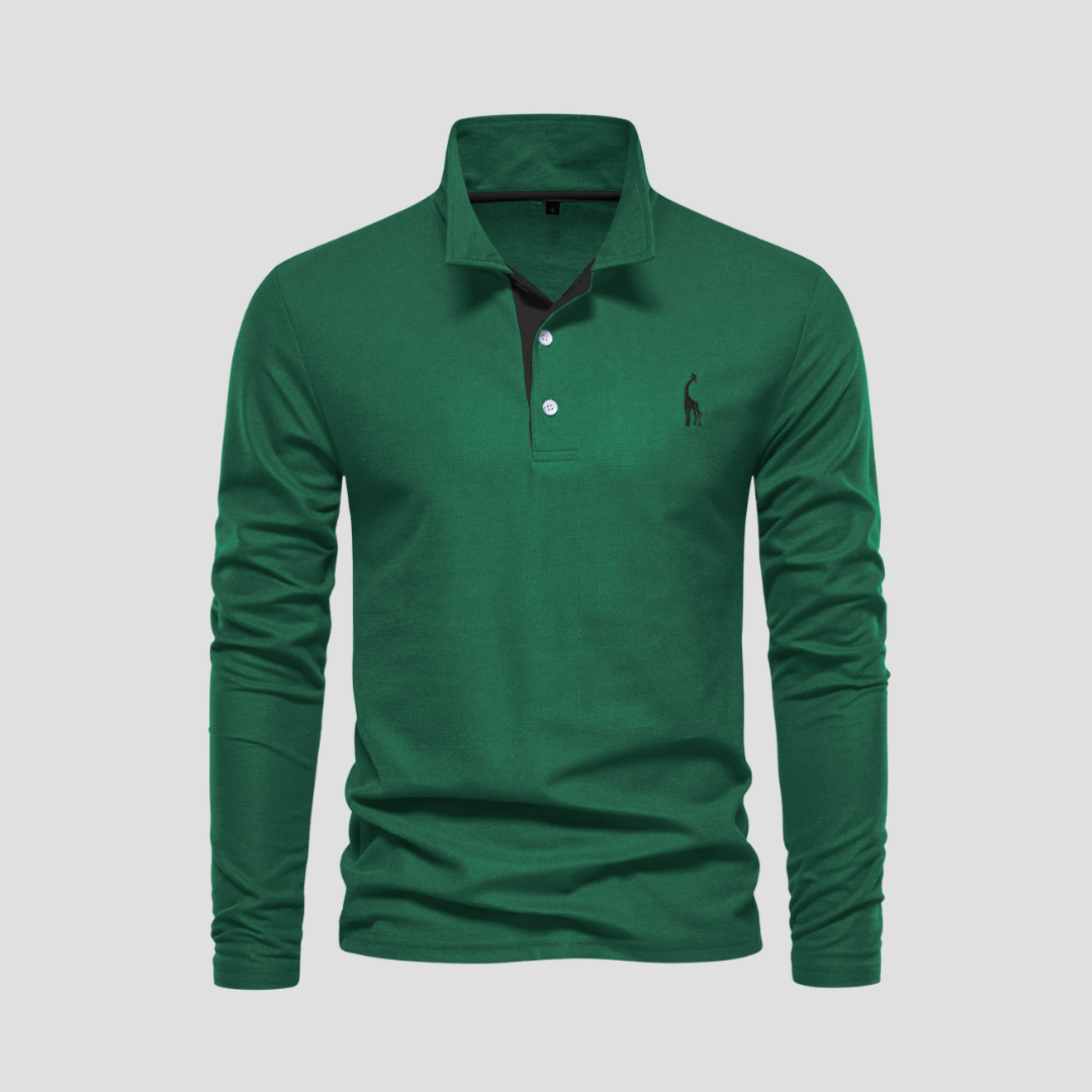 Dual-Color Long Sleeve Polo