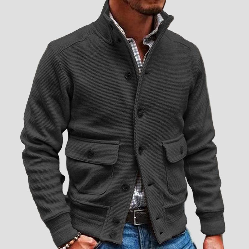 Ethan | Stand Collar Solid Color Jacket