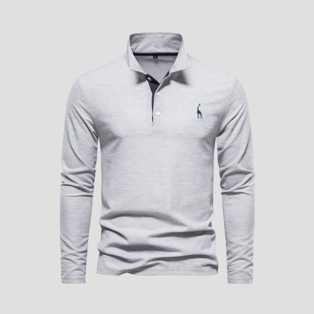 Dual-Color Long Sleeve Polo