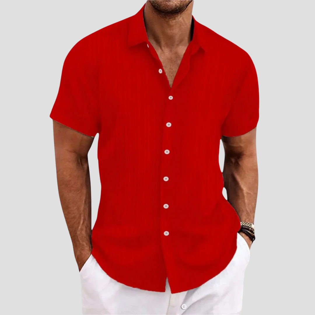 Textured Short Sleeve Casual Shirt
