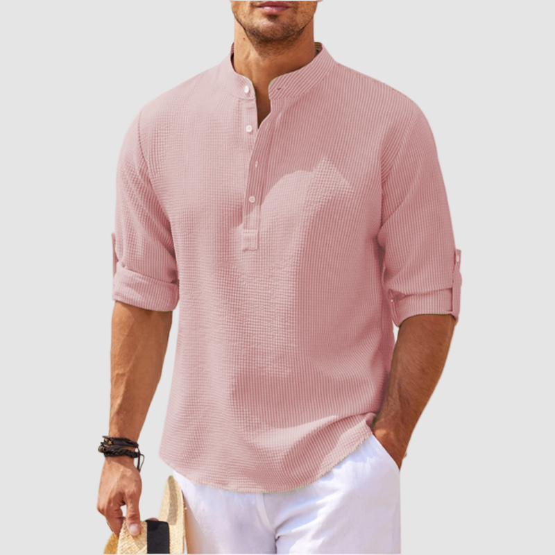 Linen Henley Long Sleeve Shirt