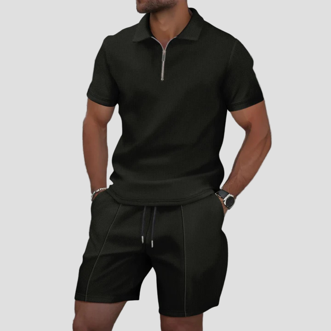 Zip Polo and Shorts Set