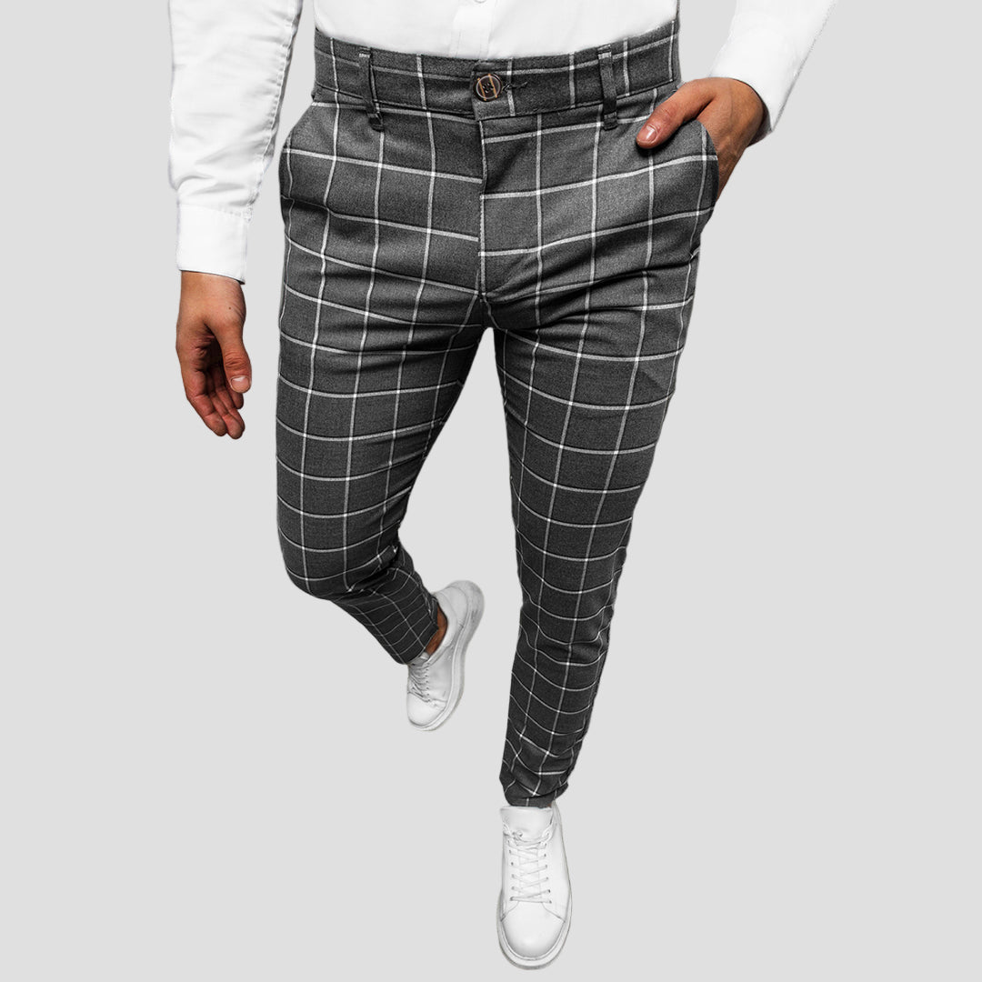 Wyatt | Men's Tapered Grid Pattern Trousers