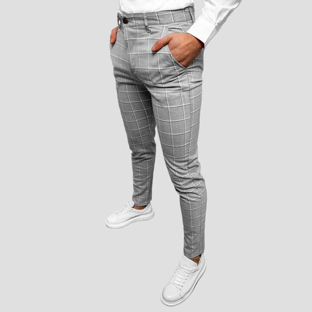Wyatt | Men's Tapered Grid Pattern Trousers