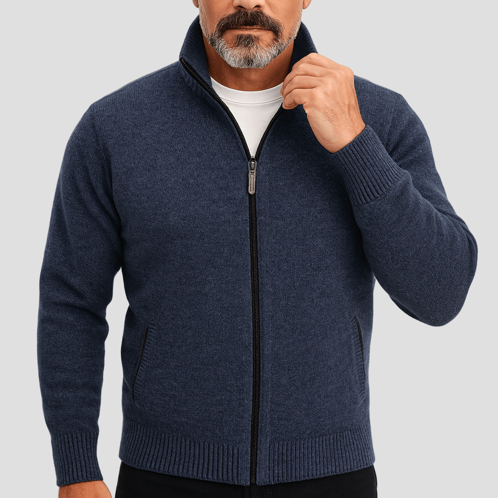 Nolan | High Collar Zip Cardigan