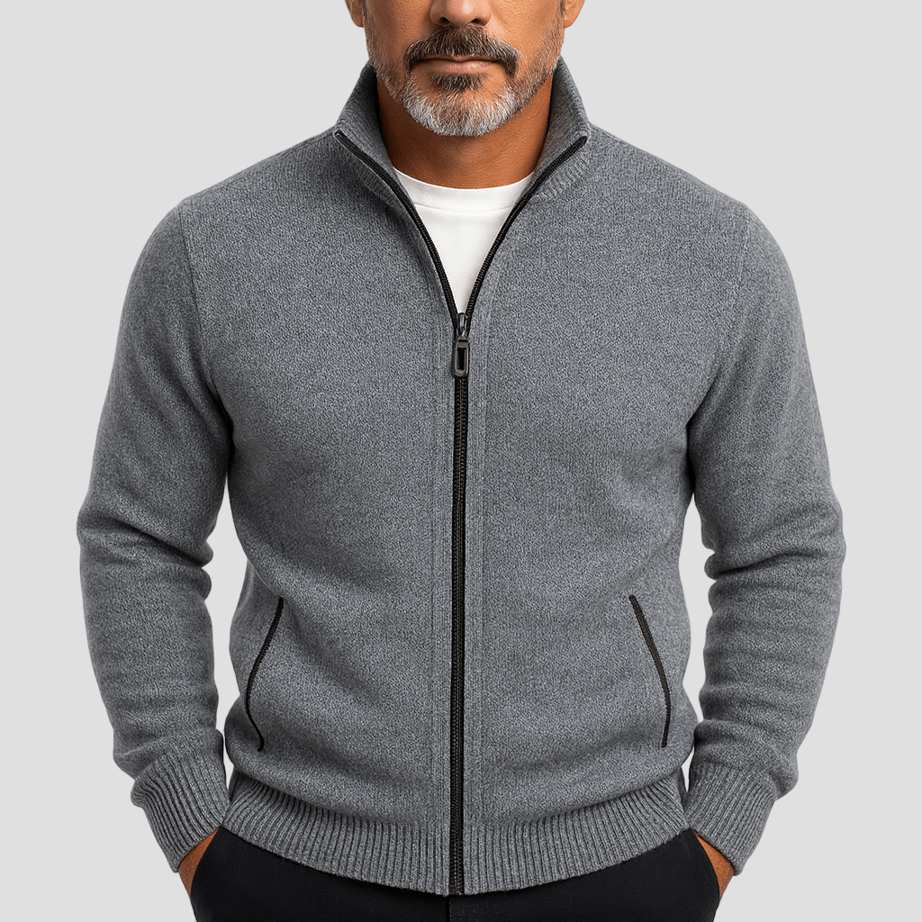 Nolan | High Collar Zip Cardigan