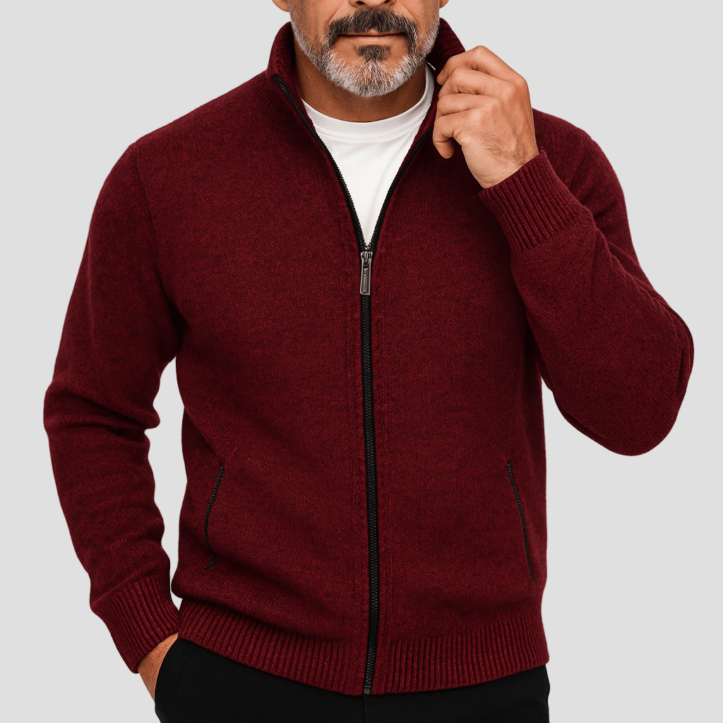 Nolan | High Collar Zip Cardigan