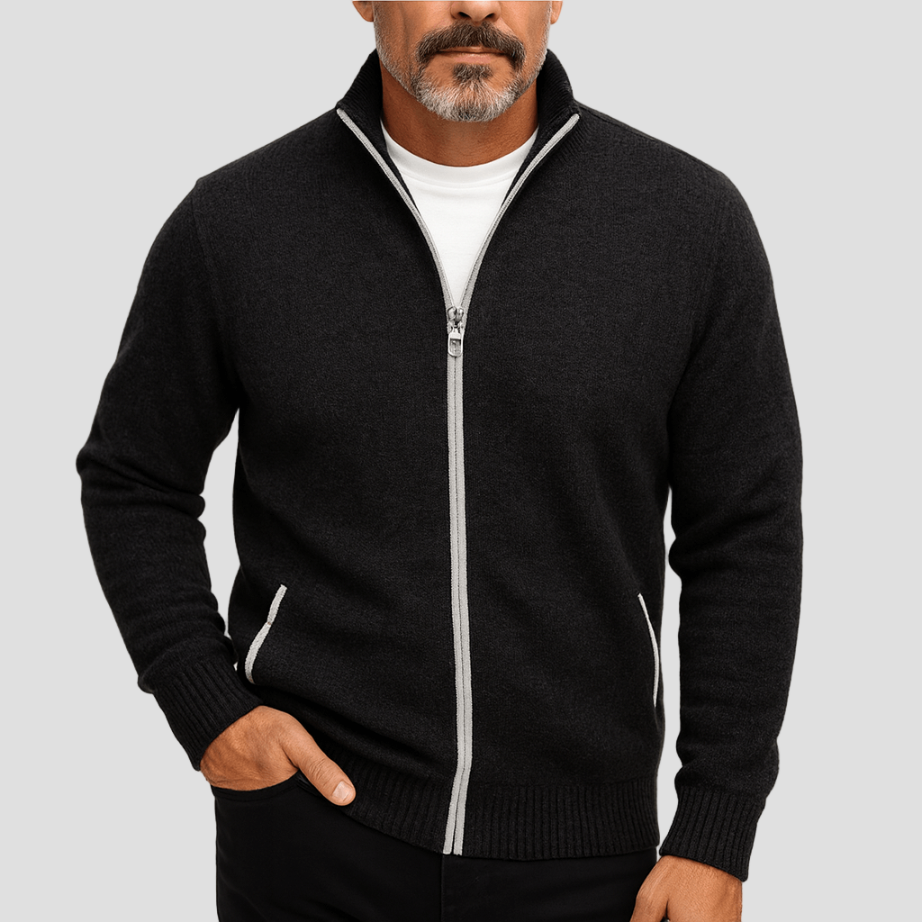 Nolan | High Collar Zip Cardigan