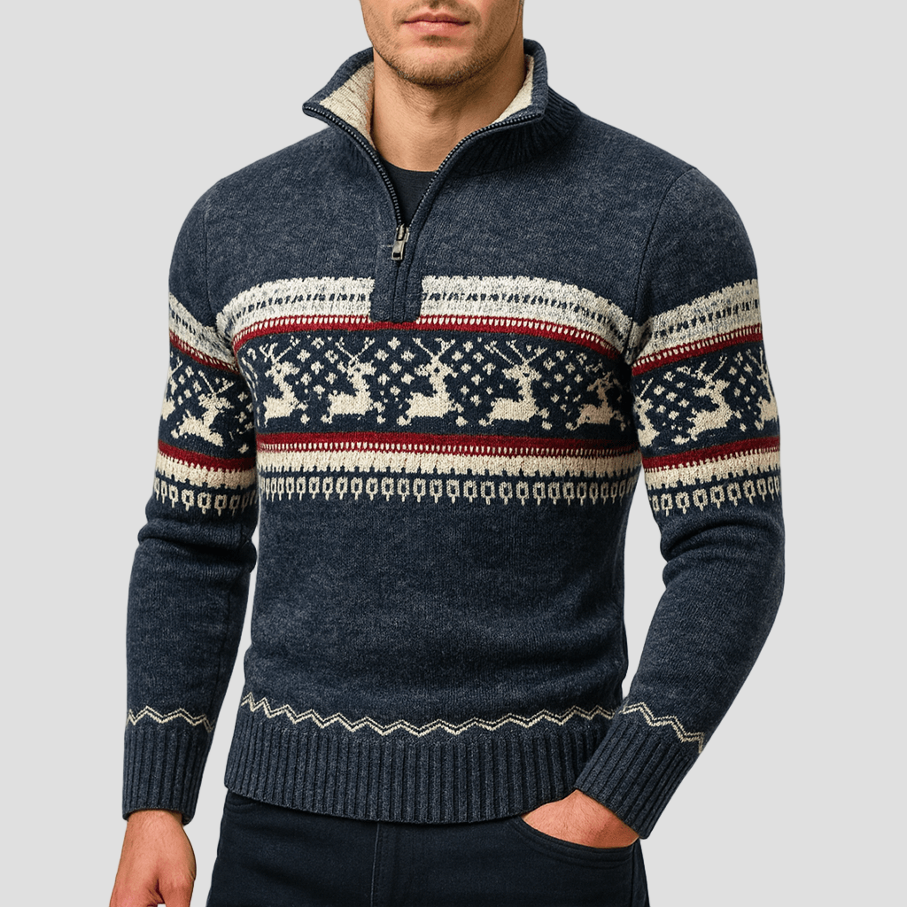 Gavin | Fair Isle Half-Zip Sweater
