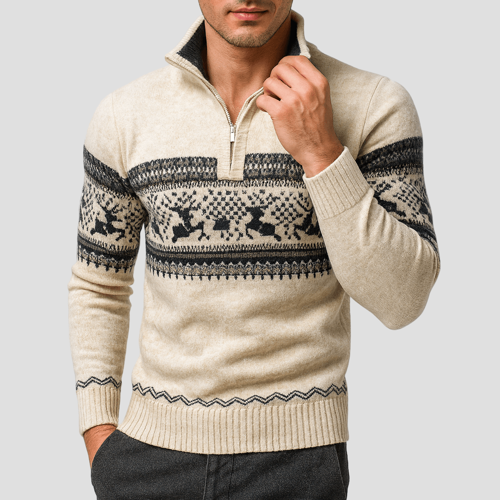Gavin | Fair Isle Half-Zip Sweater