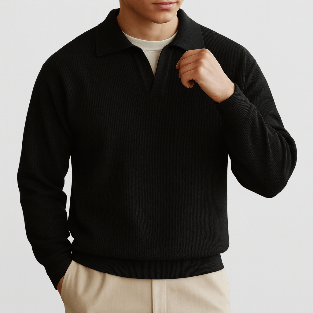 Spencer | Waffle Knit Polo Jumper