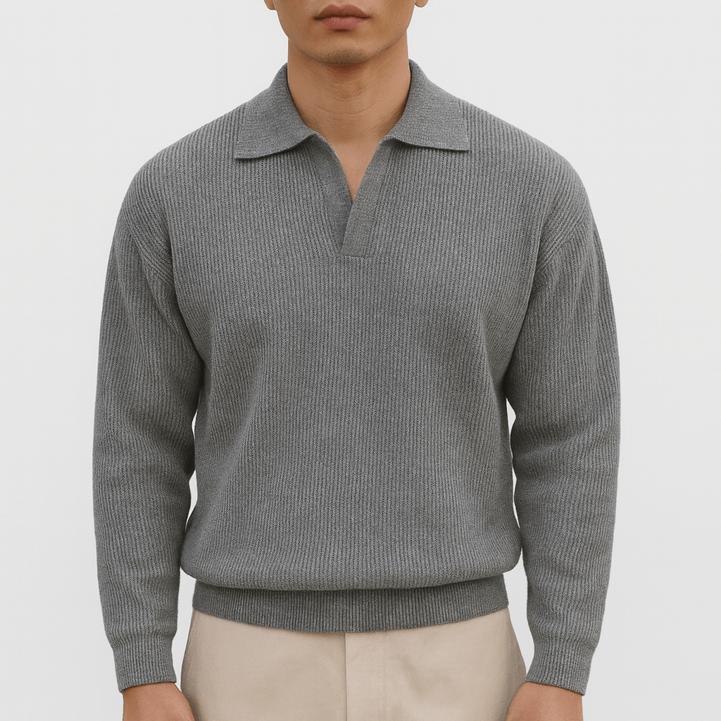 Spencer | Waffle Knit Polo Jumper