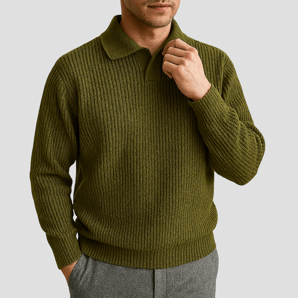 Tyler | Waffle Knit Polo Sweater