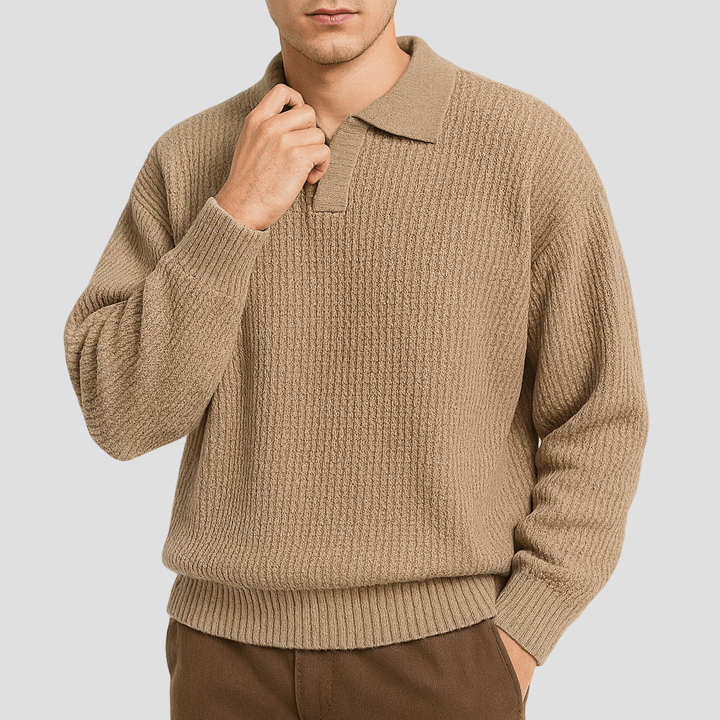 Tyler | Waffle Knit Polo Sweater