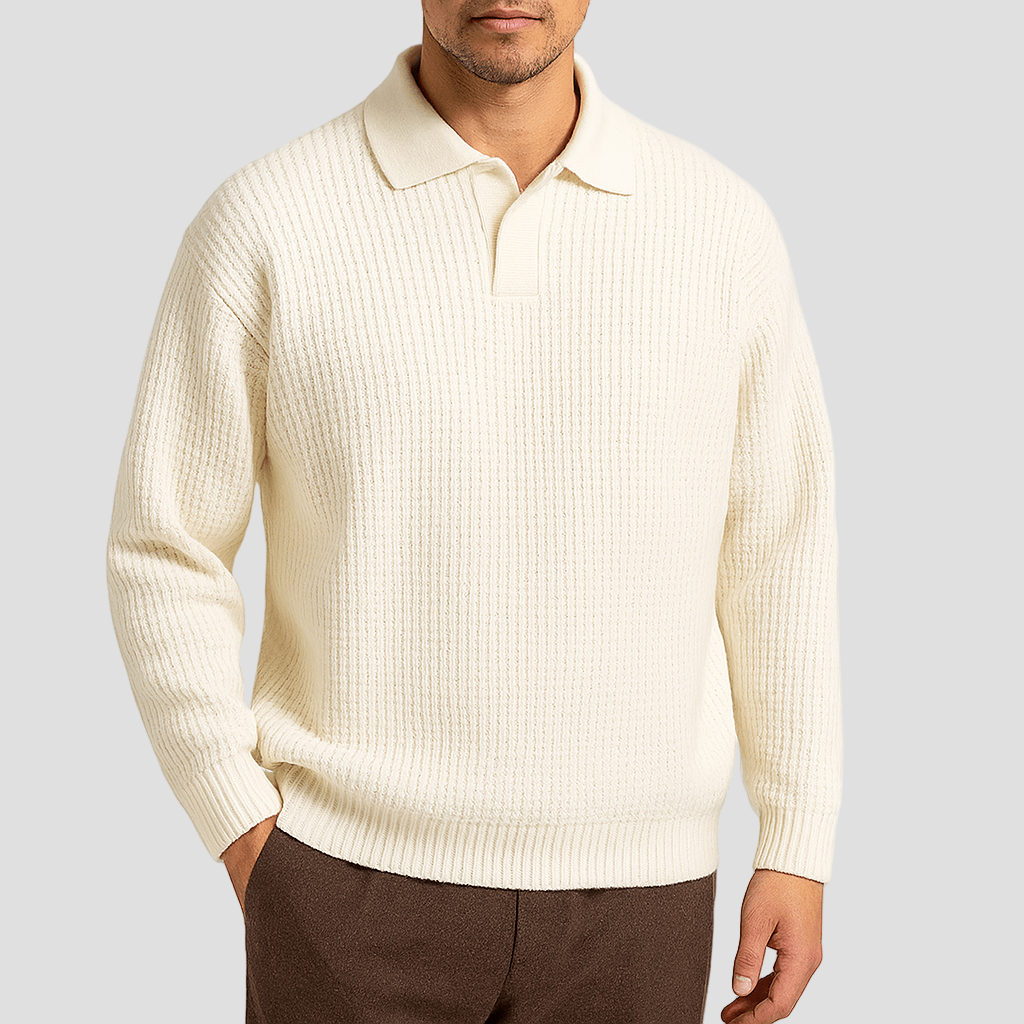 Tyler | Waffle Knit Polo Sweater