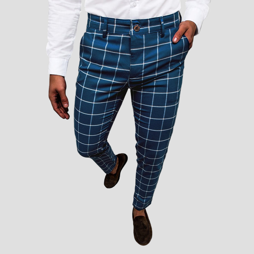 Wyatt | Men's Tapered Grid Pattern Trousers