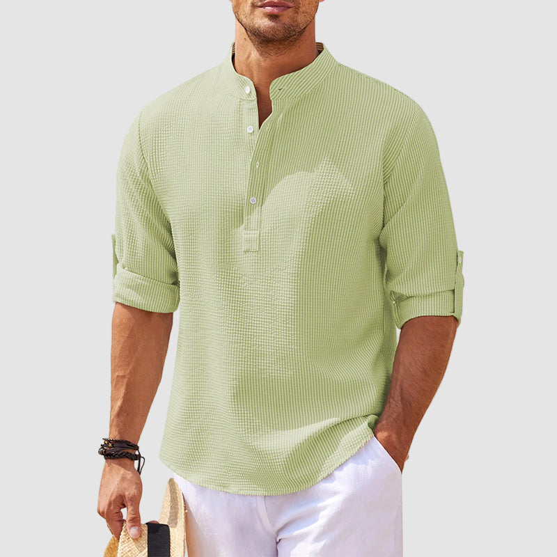 Linen Henley Long Sleeve Shirt
