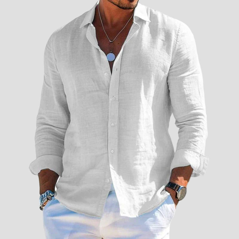 Casual Cotton Linen Lapel Shirt