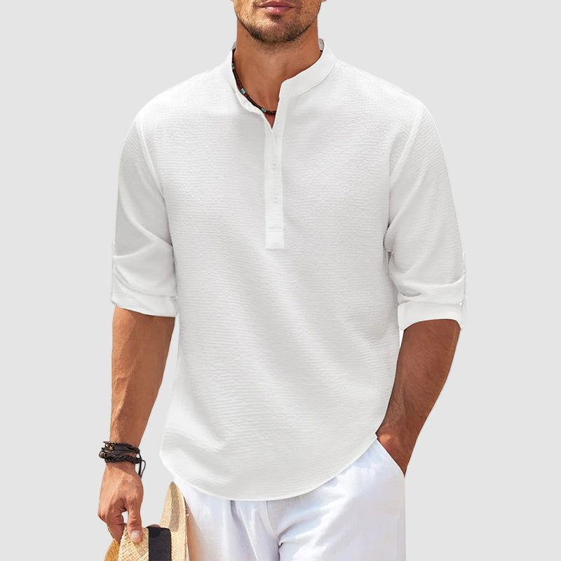 Linen Henley Long Sleeve Shirt