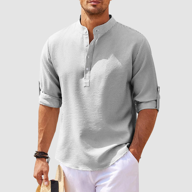 Linen Henley Long Sleeve Shirt